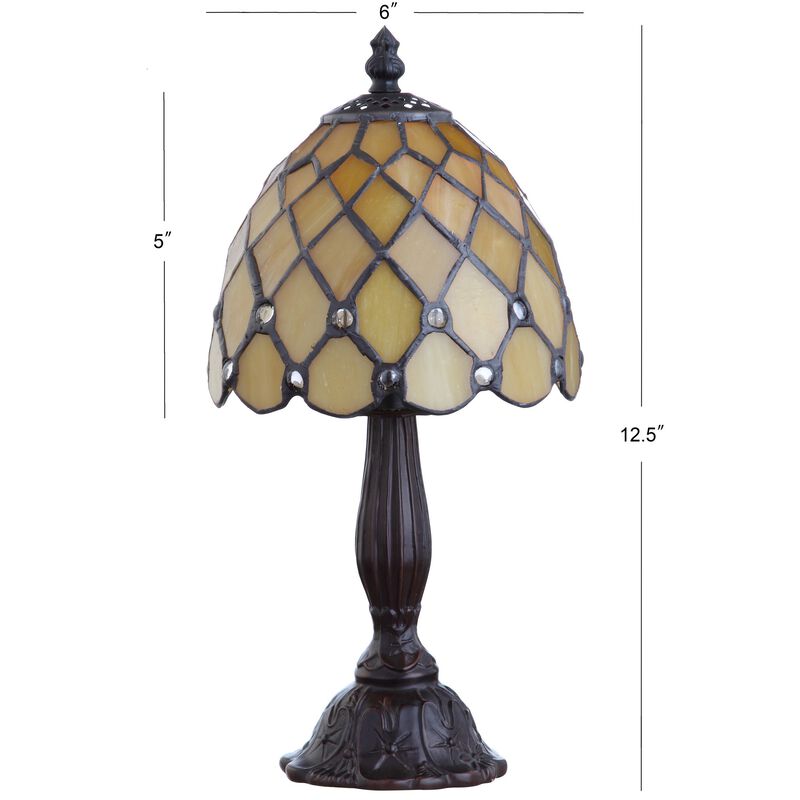 Campbell Tiffany-Style 12.5" LED Table Lamp, Bronze