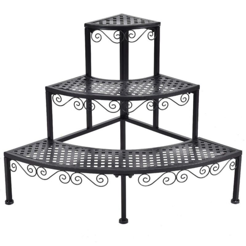 Hivvago 3-Tier Corner Metal Flower Ladder Plant Stand