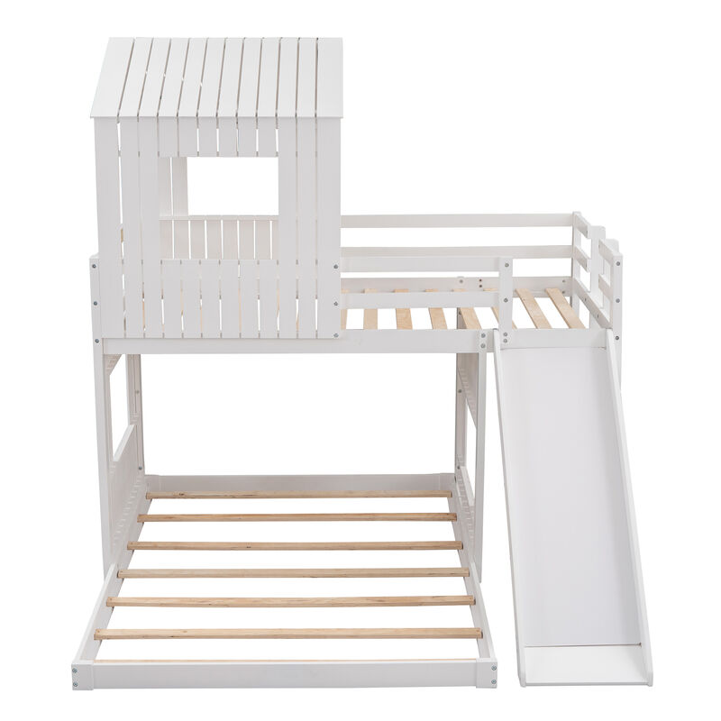 Merax Playhouse Bunk Bed with Slide