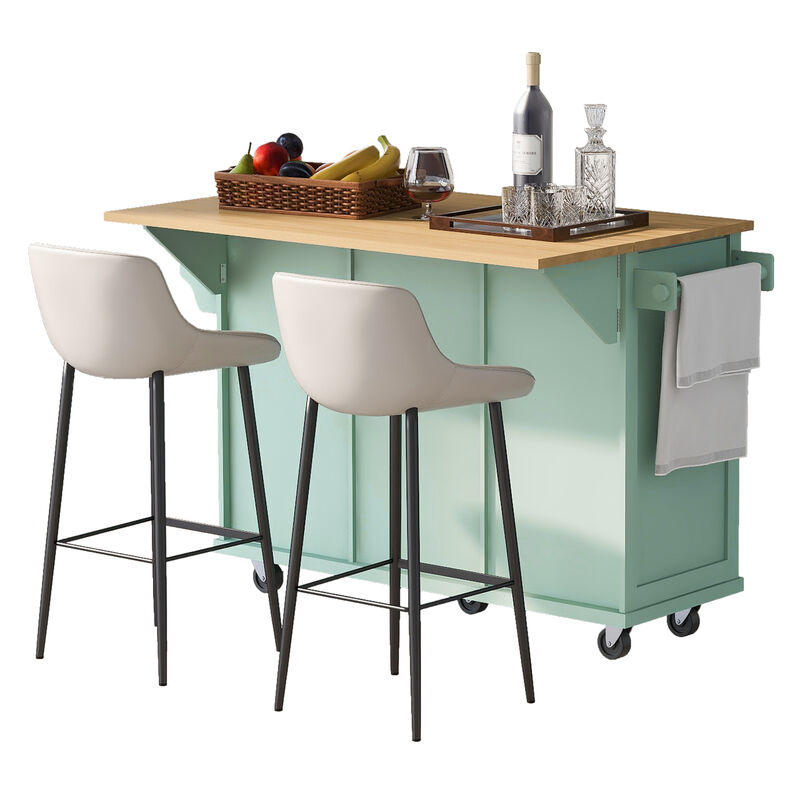 Merax Home Kitchen Island with Drop-Leaf