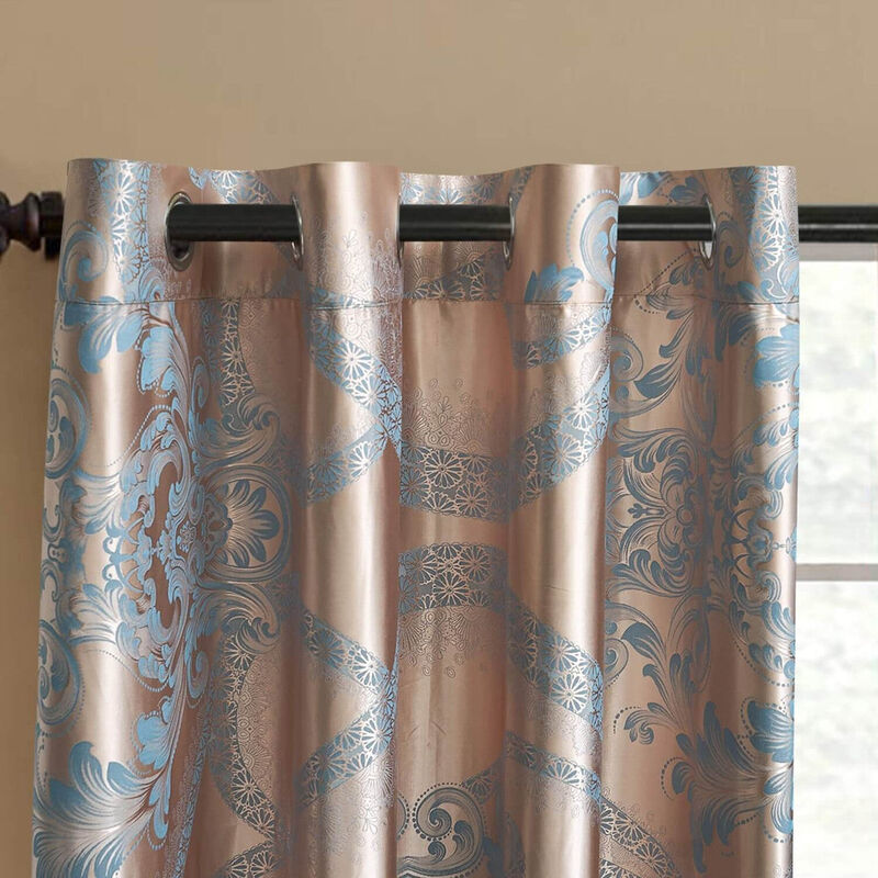 Dolce Mela Curtains Damask Jacquard Grommet Semi-Blackout