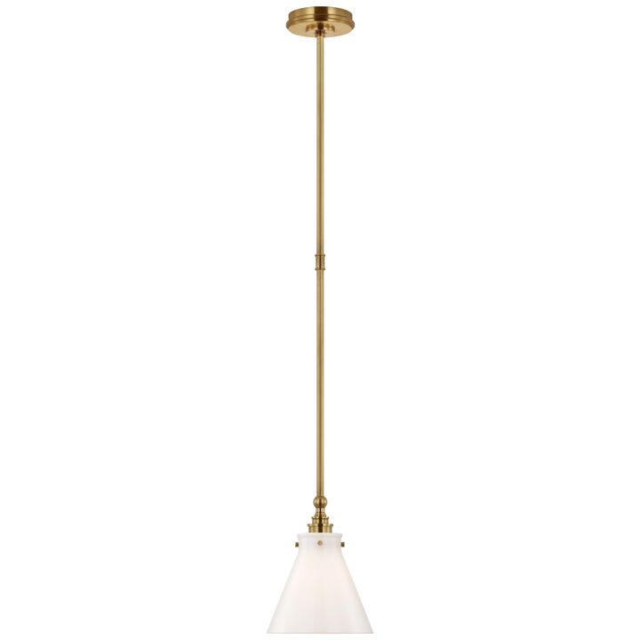 Parkington Single Library Wall Light in Antique-Burnished Brass with White Glass