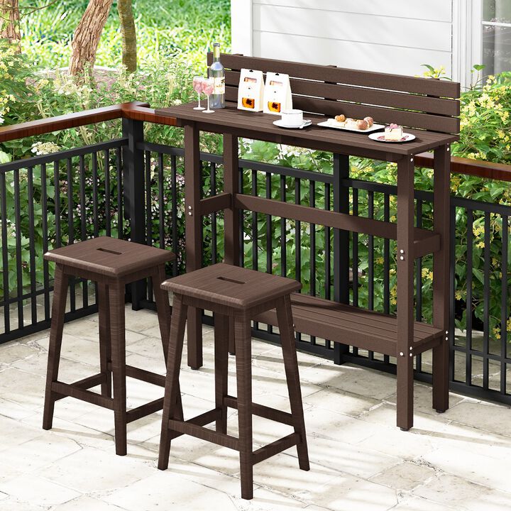 48" Patio Pub Height Table with Storage Shelf and Adjustable Foot Pads