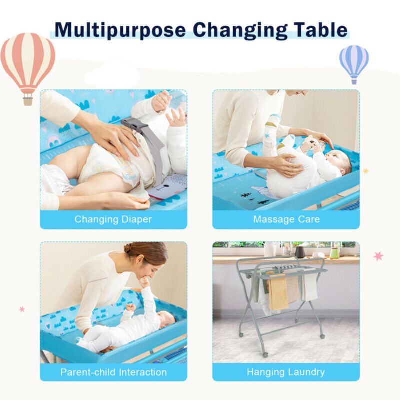 Hivvago Baby Changing Table with Safety Belt and 4-side Defence