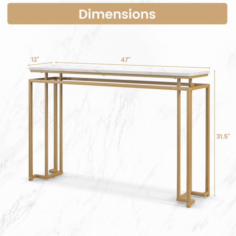 Hivvago Modern Entryway Table with Gold Heavy-duty Metal Frame and Anti-toppling Kit for Living Room