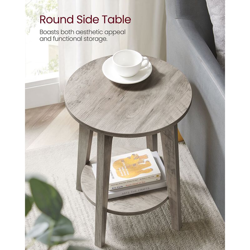 Hivvago Round End Table with Shelf