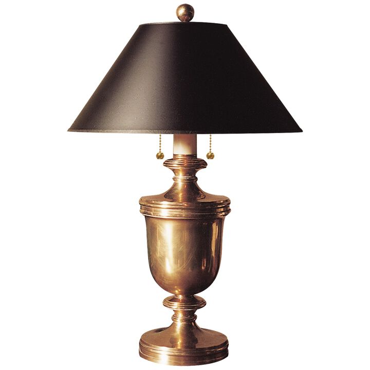 Classical Urn Form Medium Table Lamp in Antique-Burnished Brass