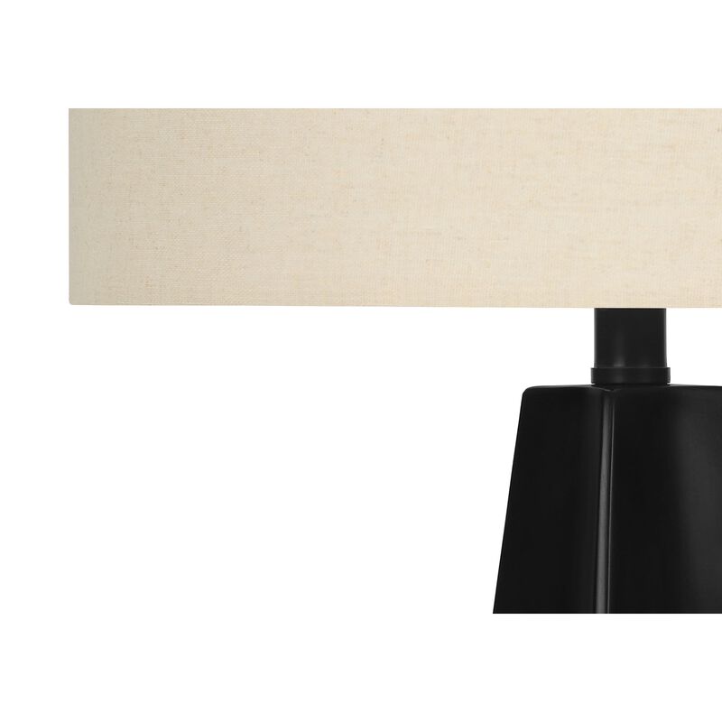 Monarch Specialties I 9726 - Lighting, 27"H, Table Lamp, Black Resin, Beige Shade, Modern