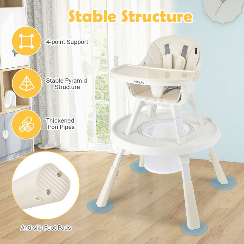 6-in-1 Baby High Chair Infant Activity Center with Height Adjustment