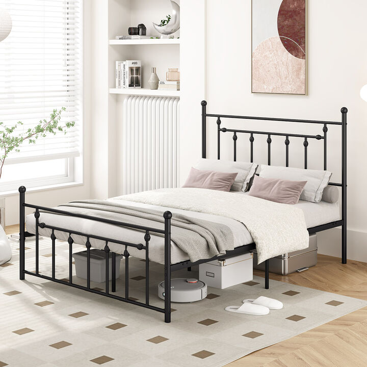 Robust Metal Bed Frame with Headboard &ndash; Heavy-Duty Platform for Adult or Guest Bedroom