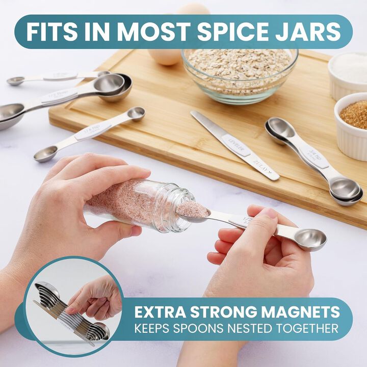 Stackable Dual Sided Magnetic Measuring Spoons Set of 8