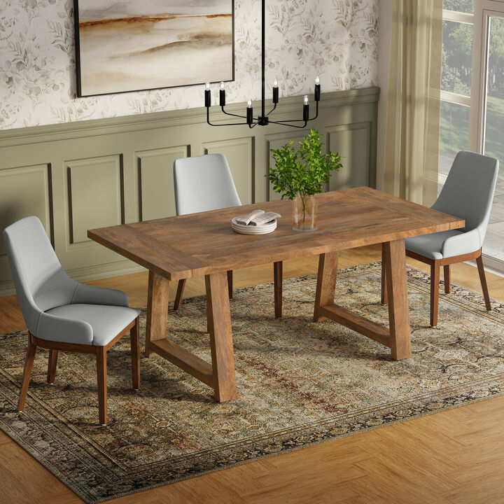Whitley 72 inch Wide Solid Mango Farmhouse Dining Table in Burnt Wax