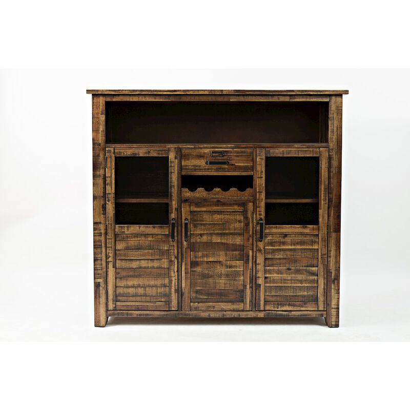 Jofran Cannon Valley Distressed Industrial Wine Cabinet