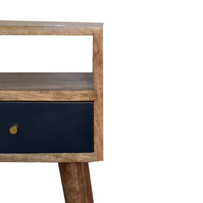 Mini Navy Blue Hand Painted Solid Wood Nightstand