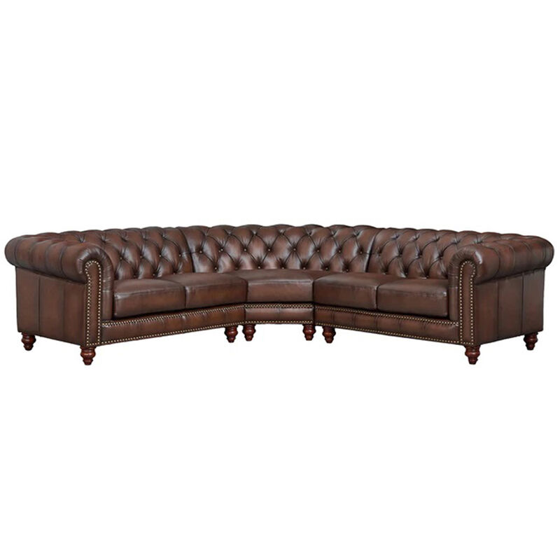 Alton Bay Top Grain Leather Symmetrical Chesterfield Sectional