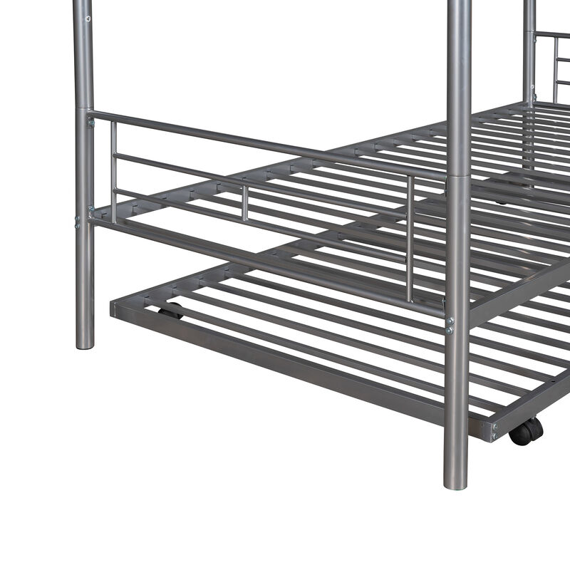 Merax Twin-Over-Twin Metal Bunk Bed With Trundle