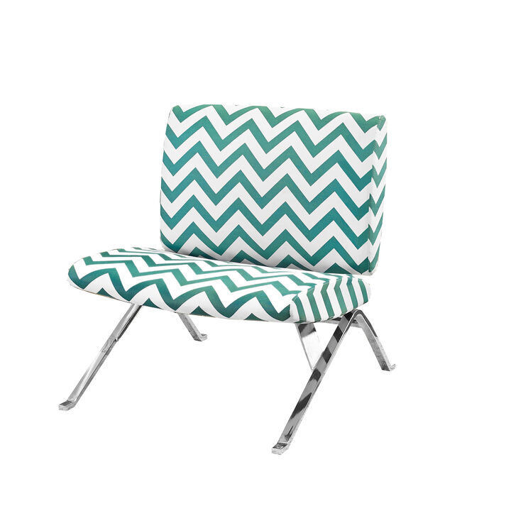 Monarch Specialties I 8136 Accent Chair, Armless, Fabric, Living Room, Bedroom, Fabric, Metal, Green, Chrome, Contemporary, Modern