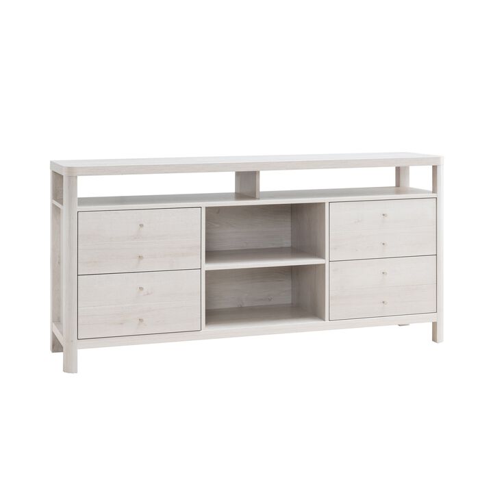 60 Inch Modern Sideboard Buffet Console Cabinet, 4 Drawers, Wood, White Oak - Benzara