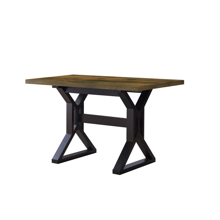 Dining Table Distressed Wood Black