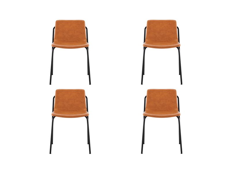 Modern PU Leather Metal Dining Chair, Set of 4