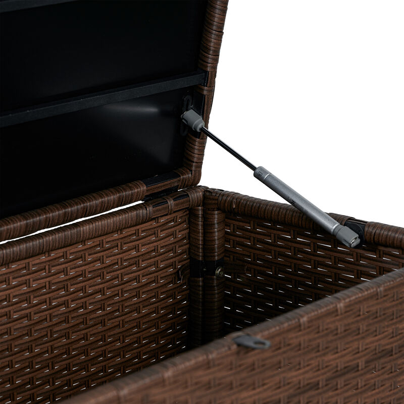 Nino 59.06" Modern Minimalist Outdoor Faux Wicker Deck and Patio Storage Box, Brown