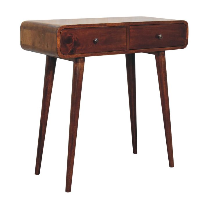 Artisan Furniture Chestnut Curved  Solid Wood 2 Drawer Hallway Table