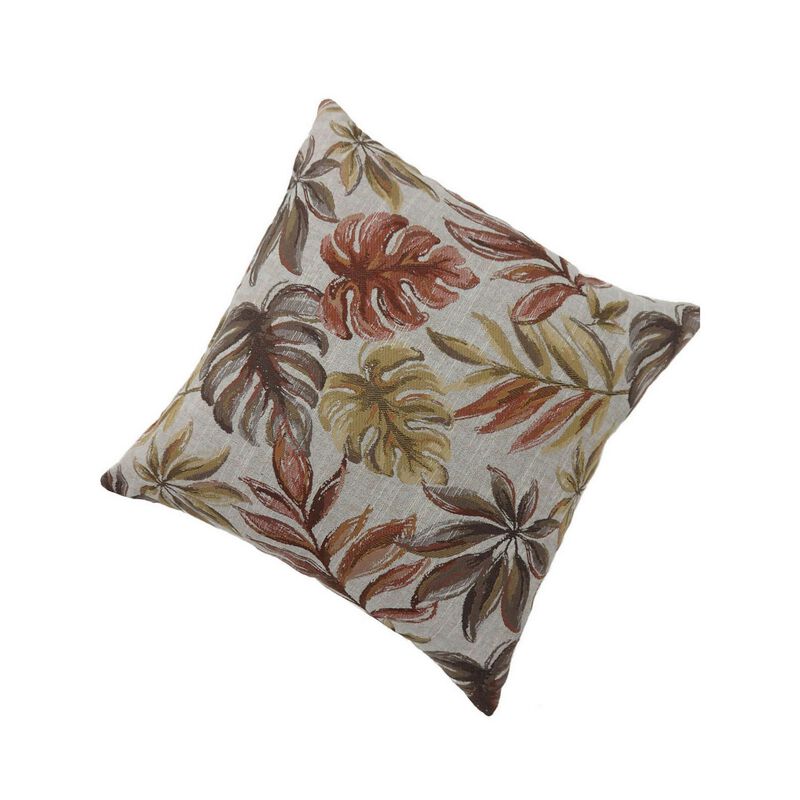 Contemporary Style Leaf Designed Set of 2 Throw Pillows, Red-Benzara