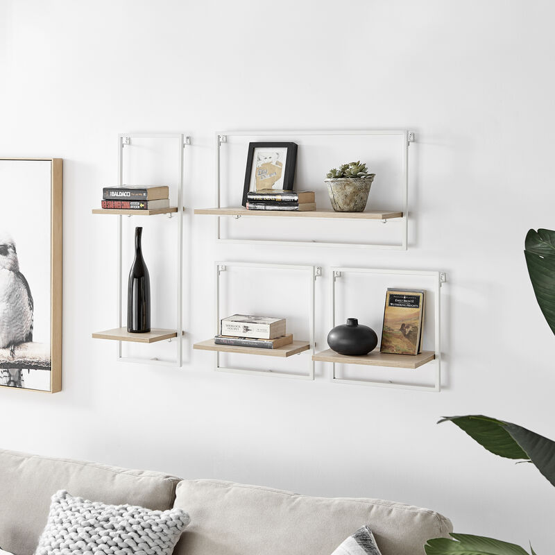 Framed Wall Art 4-Piece Modern Shelf Set with Metal Frame