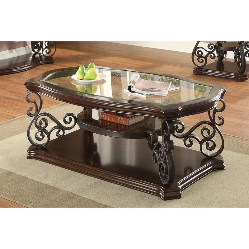 Laney Coffee Table Deep Merlot and Clear