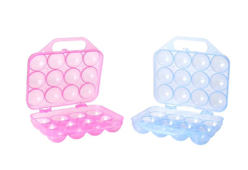 Clear Plastic Egg Carton, 12 Egg Holder Carrying Case with Handle, Set of 2