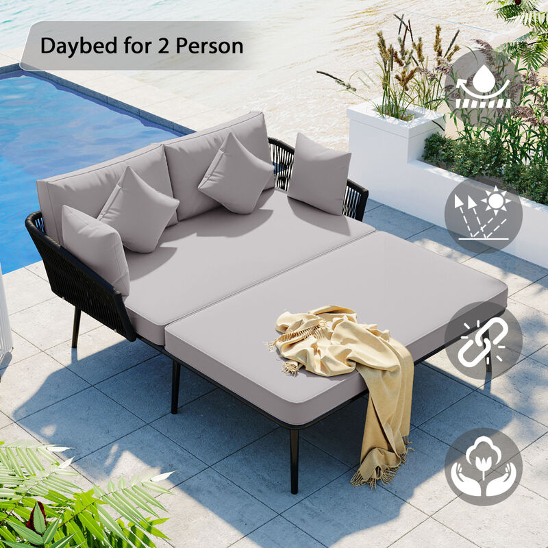 Woven Nylon Outdoor Daybed Set - Gray