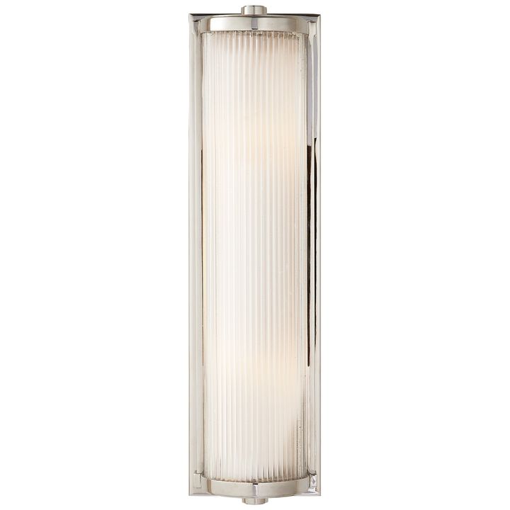 Dresser Long Glass Rod Light in Polished Nickel