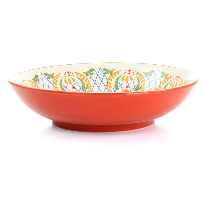 Laurie Gates California Designs Tierra 10.5 Inch Hand Painted Stoneware Pasta Bowl in Red