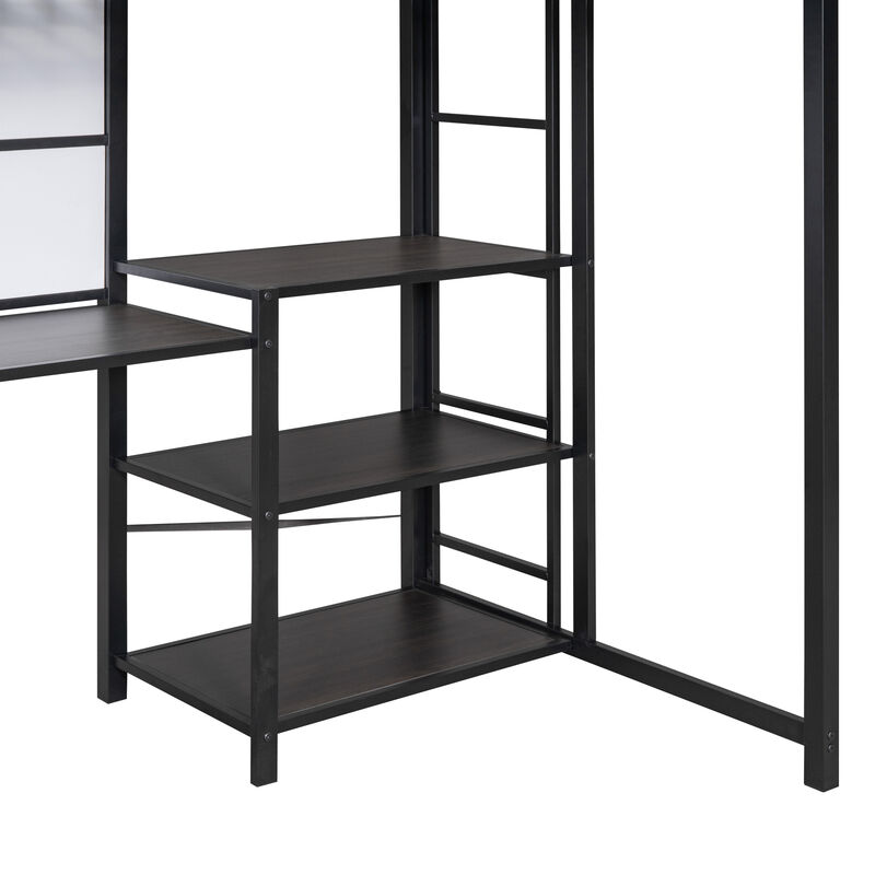 Merax Metal Loft Bed with Desk and Ladder