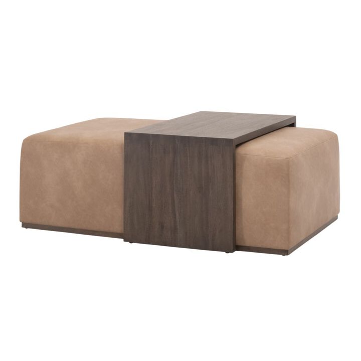 Dovetail Upholstered Coffee Table in Brown