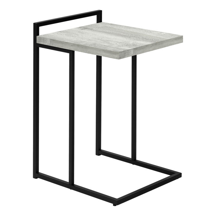 Monarch Specialties I 3631 Accent Table, C-shaped, End, Side, Snack, Living Room, Bedroom, Metal, Laminate, Grey, Black, Contemporary, Modern