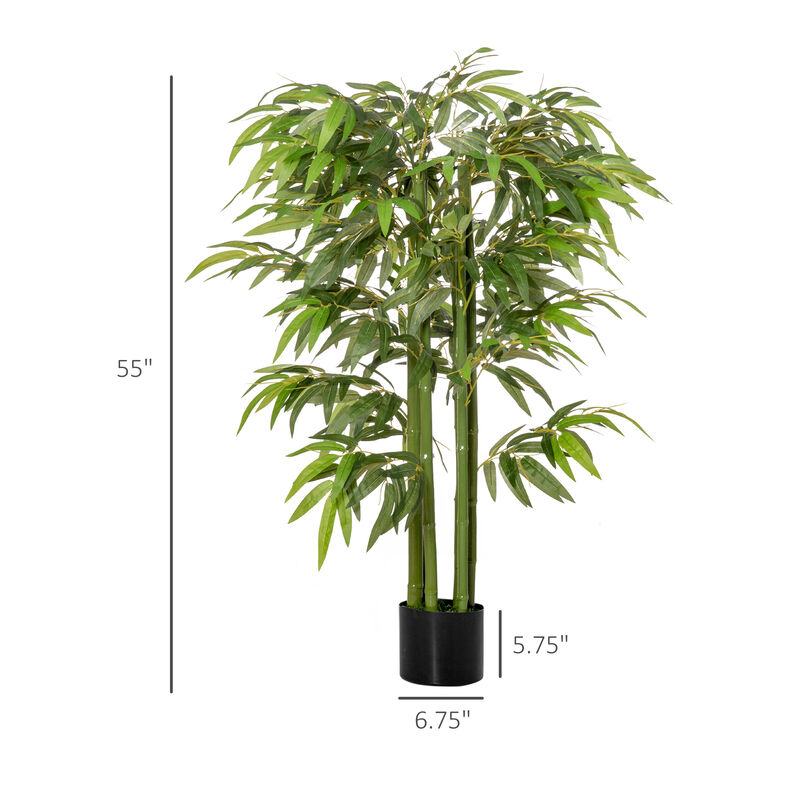 4.5' Artificial Bamboo Tree Fake Potted Decorative Plant w/ 336 Realistic Leaves