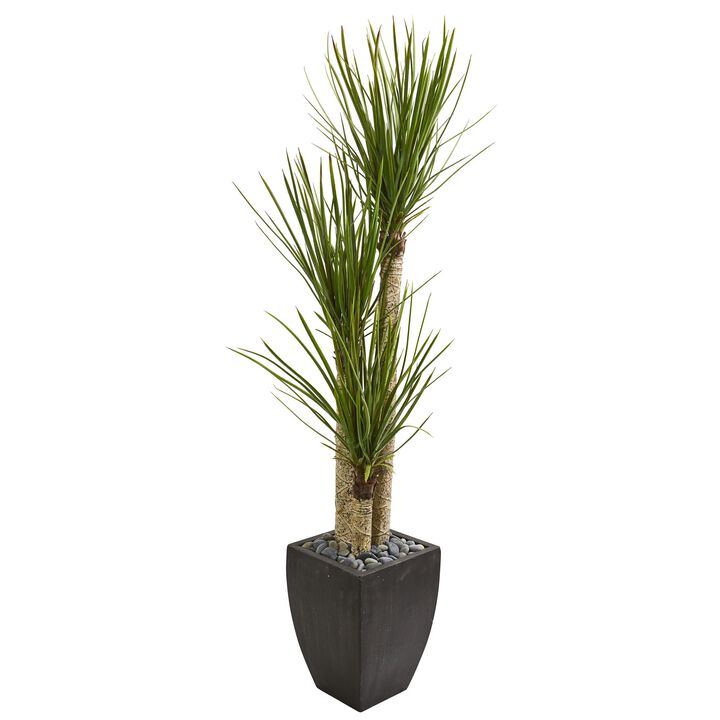 HomPlanti 63 Inches Yucca Artificial Tree in Black Planter