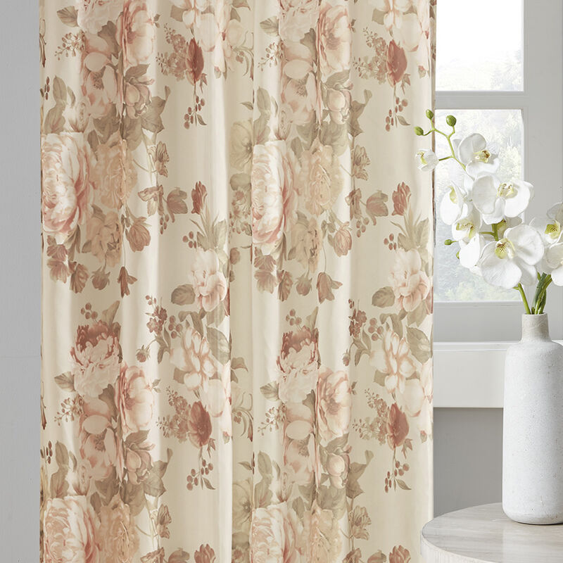 Gracie Mills Caelum Floral Print Twist Tab Top Voile Sheer Curtain