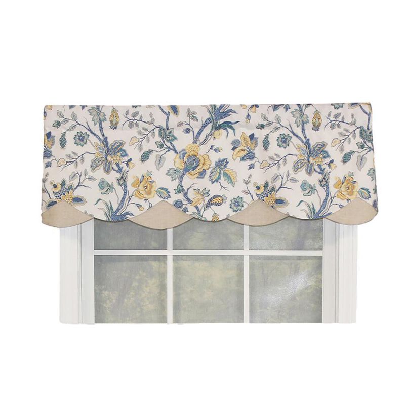 RLF Home Gianna Petticoat Valance White. 3"Rod Pocket, Contrast Bottom fabric. 50"W x 15"L