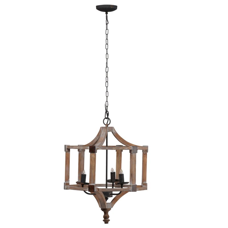 25" Brown and Black Classic Style Three Light Round Chandelier