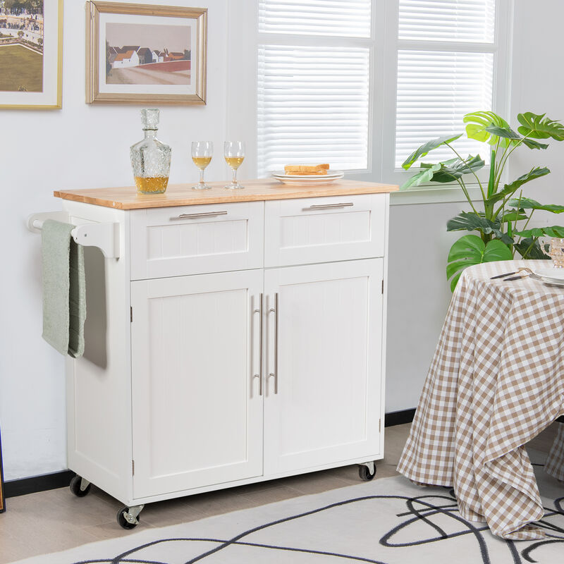 Heavy Duty Rolling Kitchen Cart with Tower Holder and Drawer