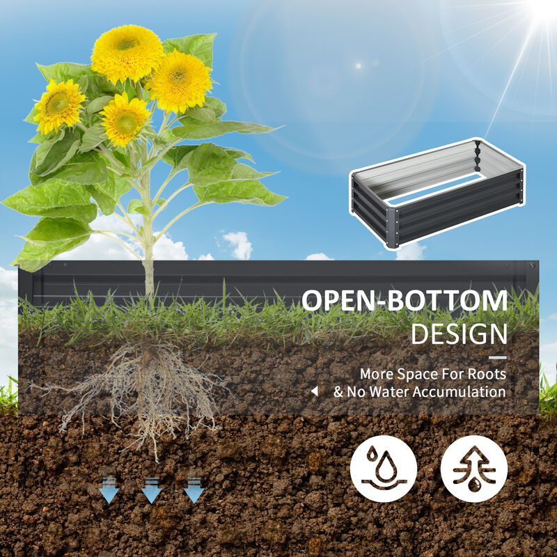 Outsunny Galvanized Raised Garden Bed, 4' x 2' x 1' Metal Planter Box, for Growing Vegetables, Flowers, Herbs, Succulents, Gray