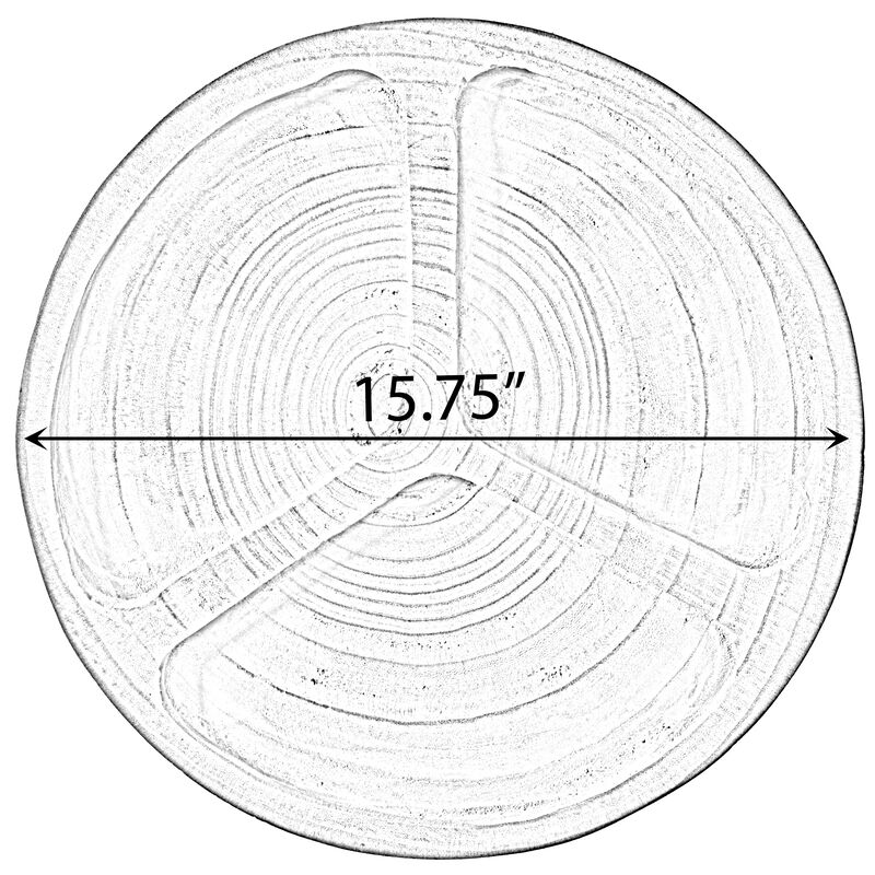 3 Sectional Round Snack Tray for Dining Table and Kitchen Decoration, Natural