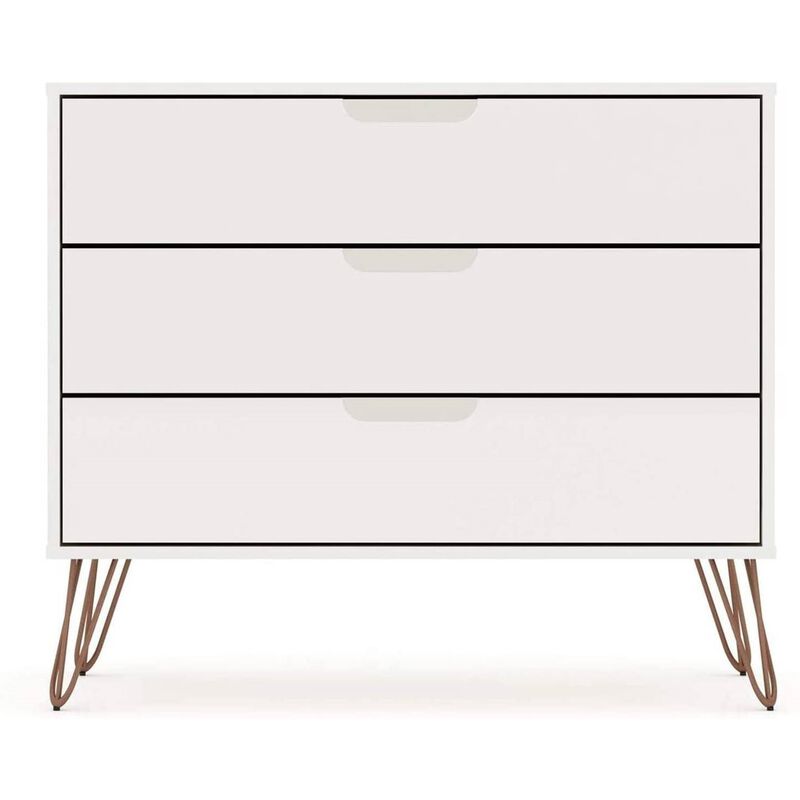 Hivvago Modern Scandinavian Style Bedroom 3-Drawer Dresser in White Wood Finish