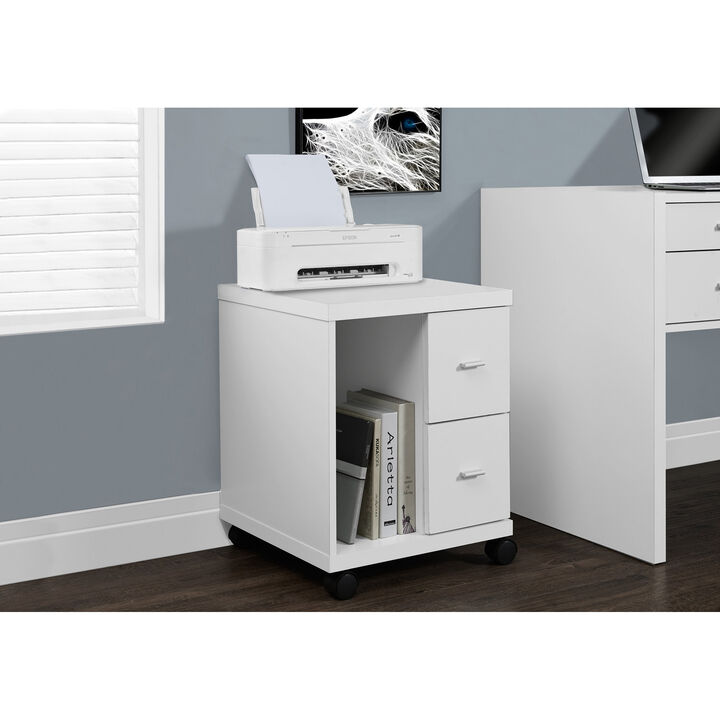 Monarch Specialties I 7055 Office, File Cabinet, Printer Cart, Rolling File Cabinet, Mobile, Storage, Work, Laminate, White, Contemporary, Modern