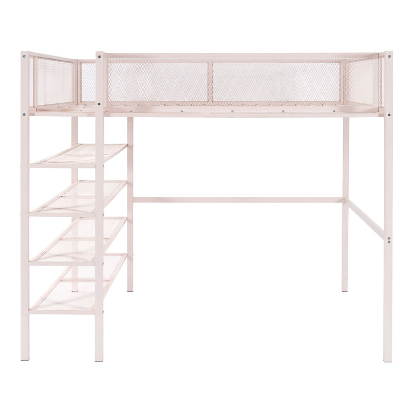 Merax Metal Loft Bed with Storage Shelves