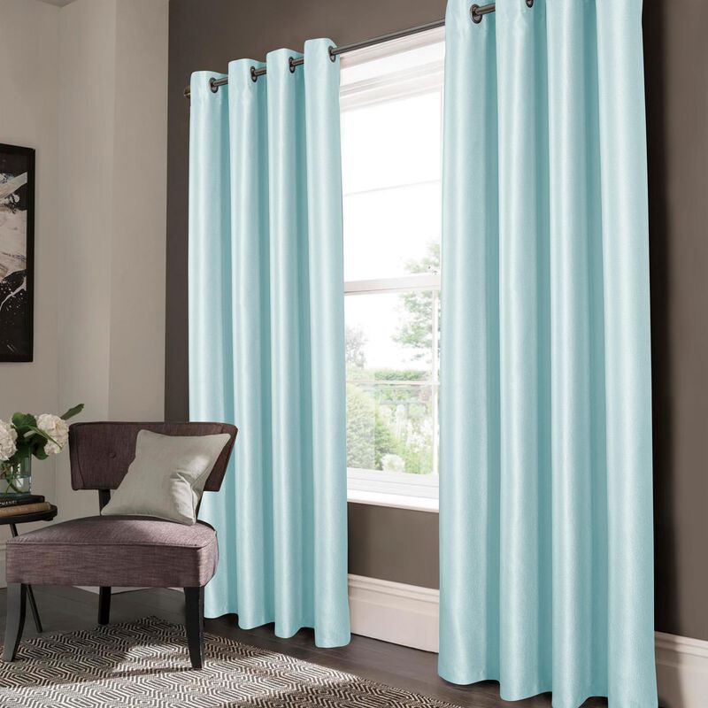 Lido Matte Embossed Blackout Grommet Curtain 38" x 95" Aqua by Rt Designers Collection