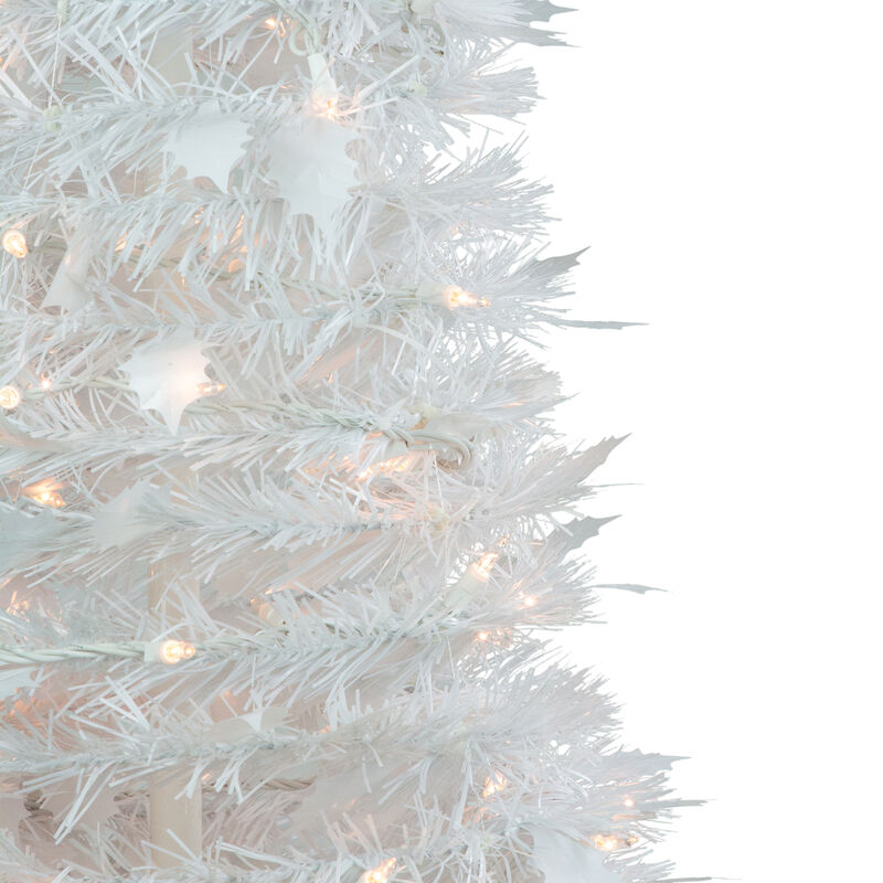 4' Pre-Lit White Tinsel Pop-Up Artificial Christmas Tree  Clear Lights