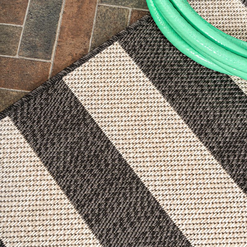 Negril Two Tone Wide Stripe Indoor/Outdoor Area Rug